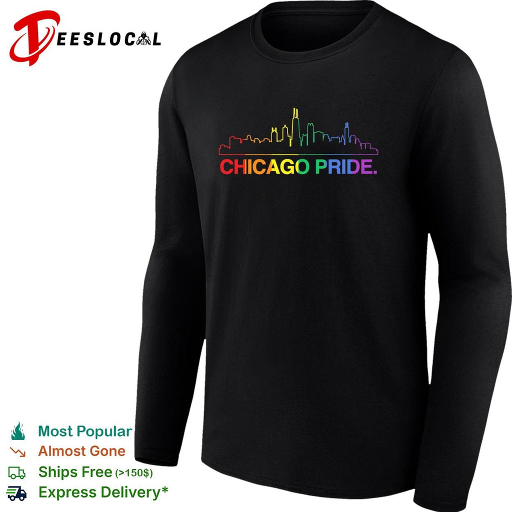 Chicago Pride rainbow skyline LGBTQ graphic shirt