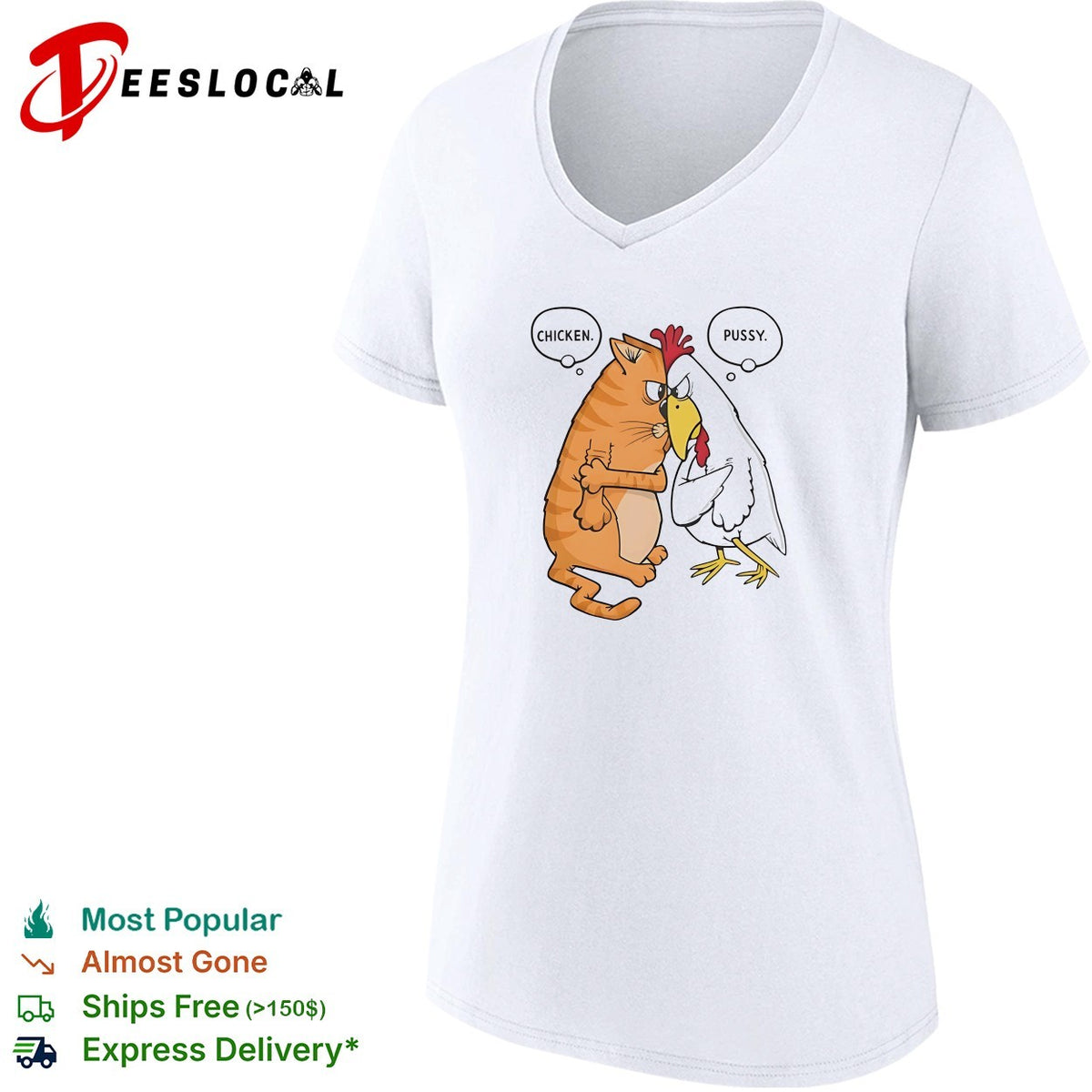 Chicken Pussy Parody Confrontation Animal Humor Cartoon Funny Illustration shirt