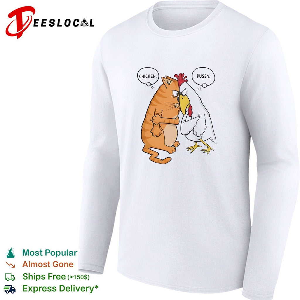 Chicken Pussy Parody Confrontation Animal Humor Cartoon Funny Illustration shirt