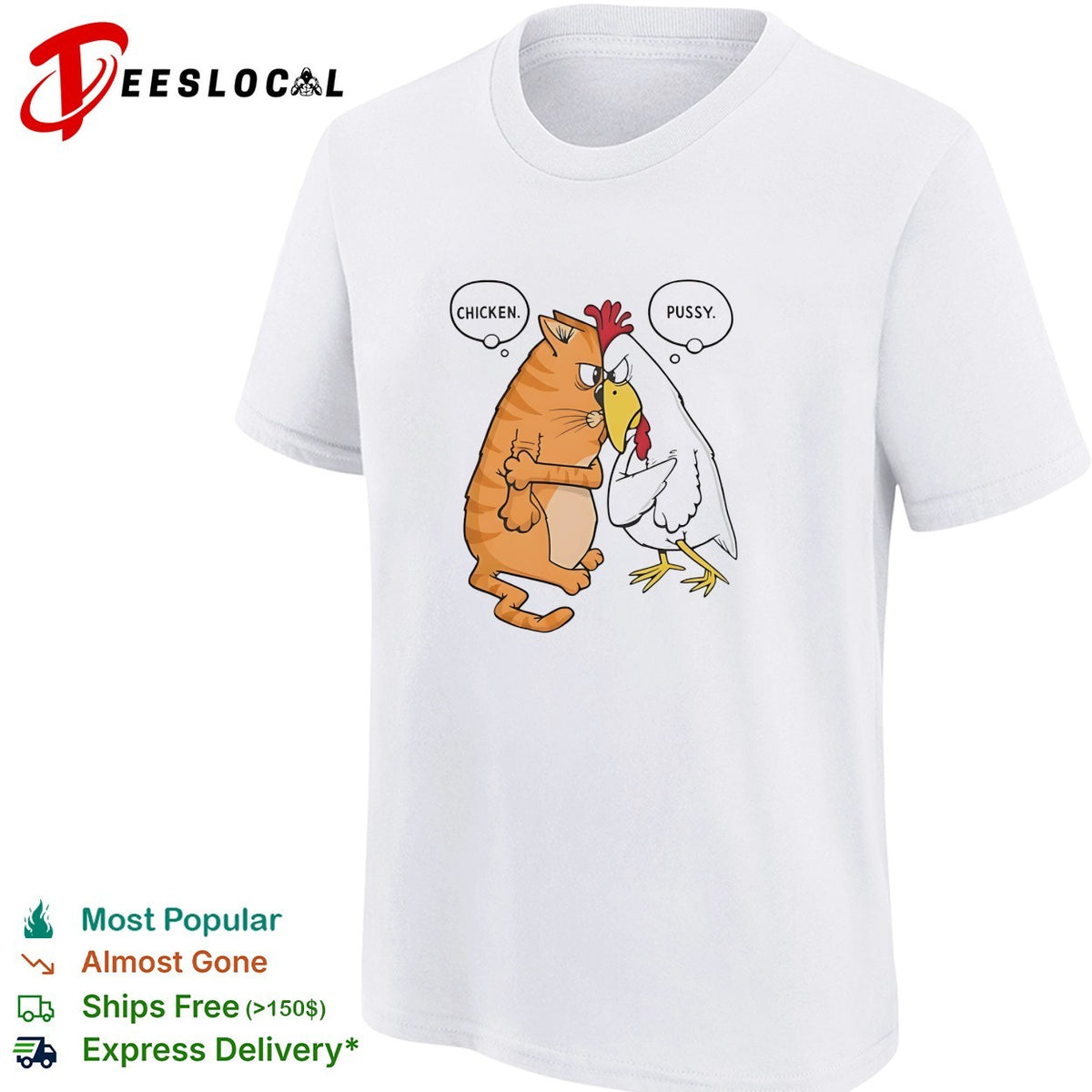 Chicken Pussy Parody Confrontation Animal Humor Cartoon Funny Illustration shirt