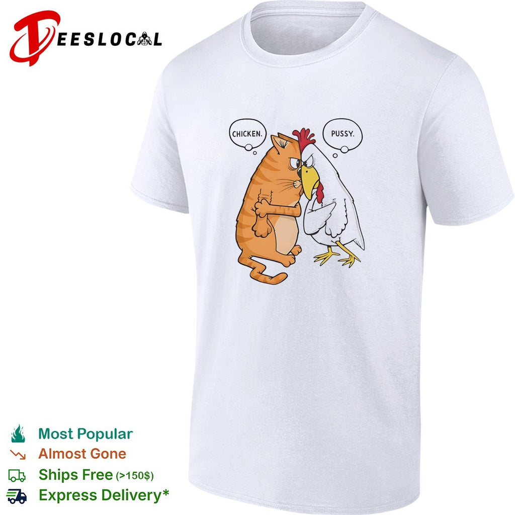 Chicken Pussy Parody Confrontation Animal Humor Cartoon Funny Illustration shirt