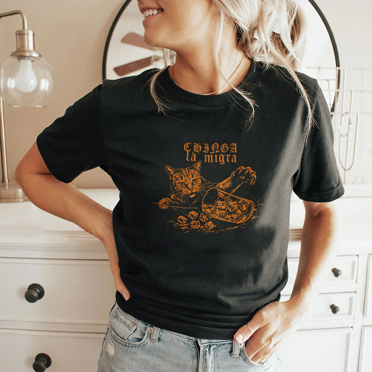 Chinga La Migra Fuck ICE Cat T Shirt
