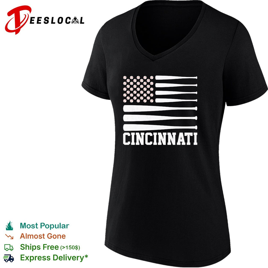 Cincinnati Baseball Flag American Design Major League Baseball Team Fan Shirt