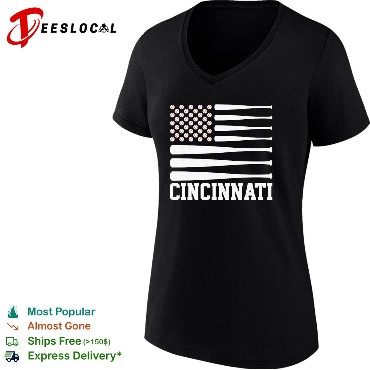 Cincinnati Baseball Flag American Design Major League Baseball Team Fan Shirt