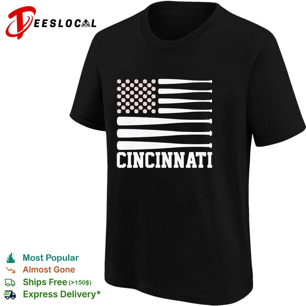 Cincinnati Baseball Flag American Design Major League Baseball Team Fan Shirt