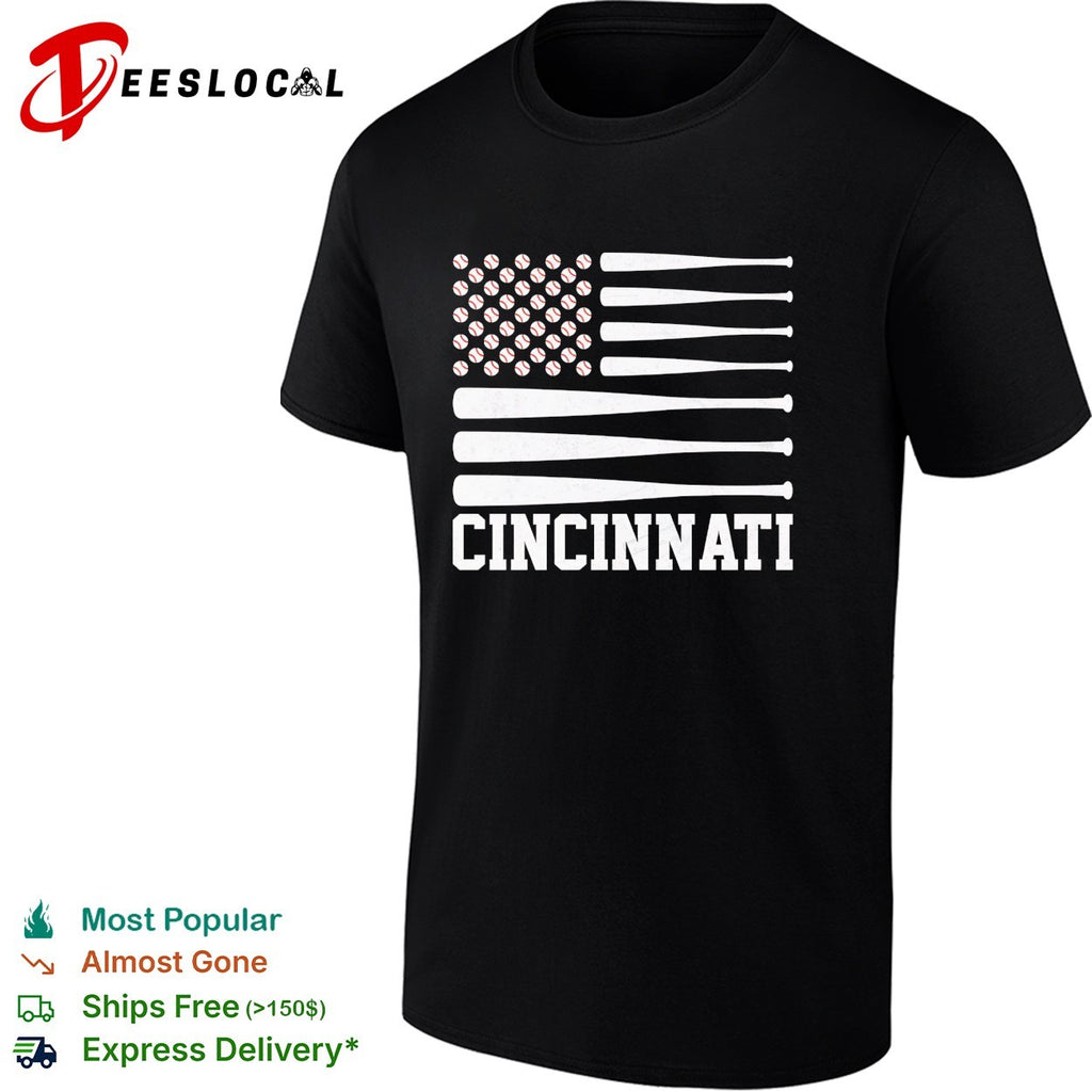 Cincinnati Baseball Flag American Design Major League Baseball Team Fan Shirt