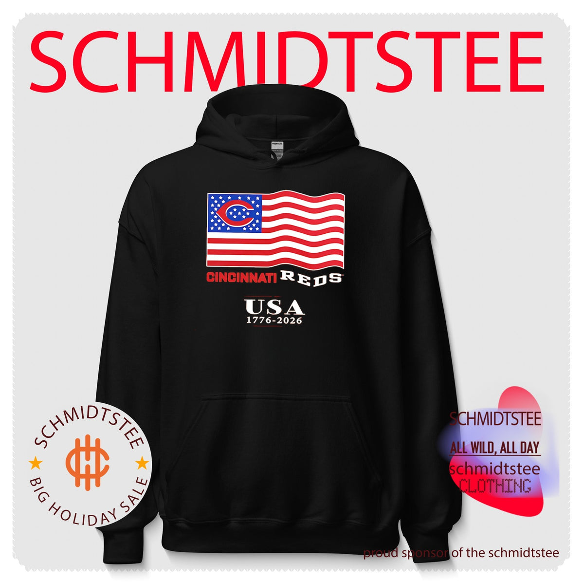 Cincinnati Reds USA 1776-2026 American Flag 4th of July shirt