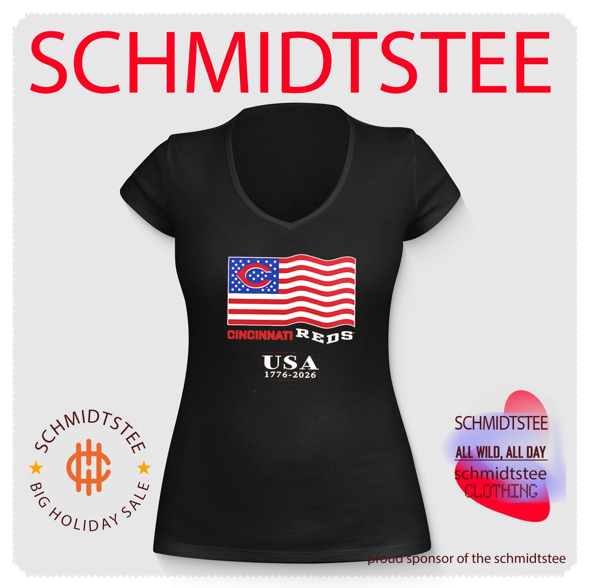 Cincinnati Reds USA 1776-2026 American Flag 4th of July shirt