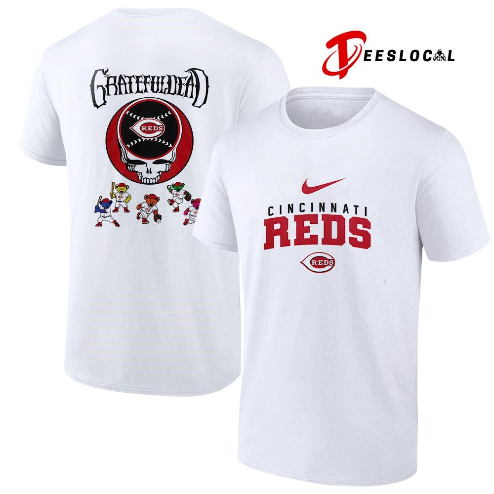 Cincinnati Reds x Grateful Dead bear mascot shirt