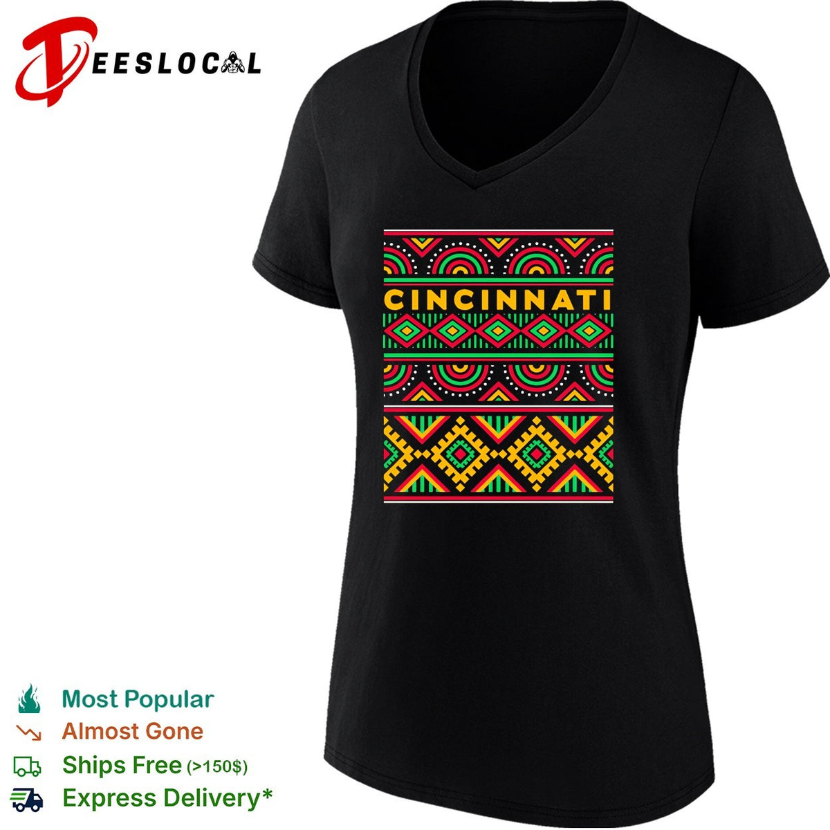 Cincinnati tribal pattern typography shirt