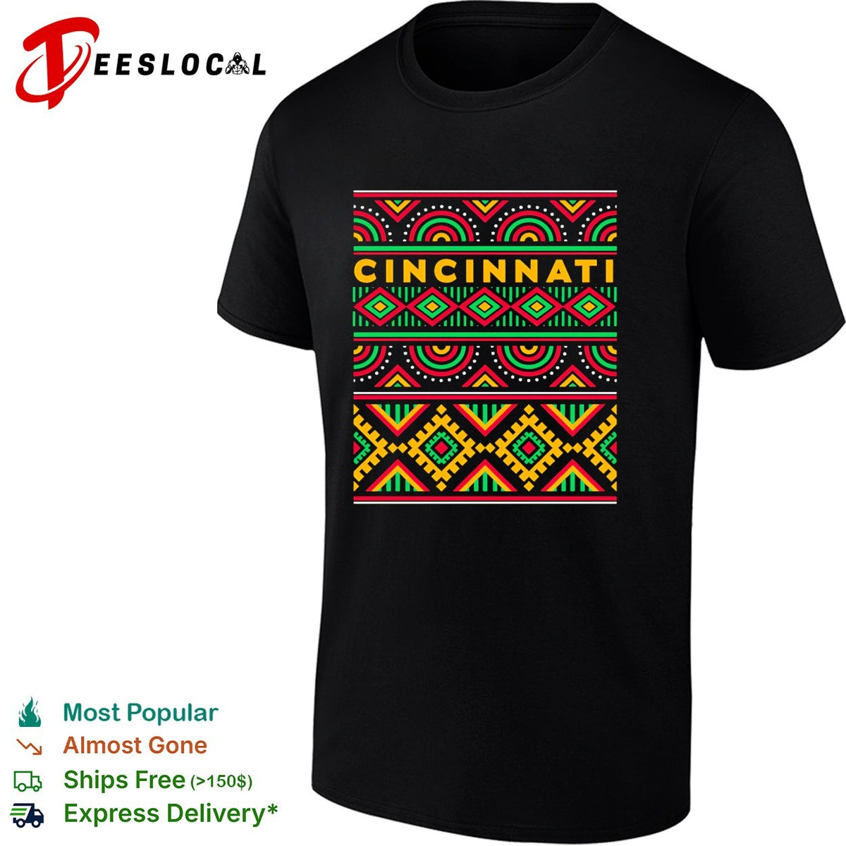 Cincinnati tribal pattern typography shirt