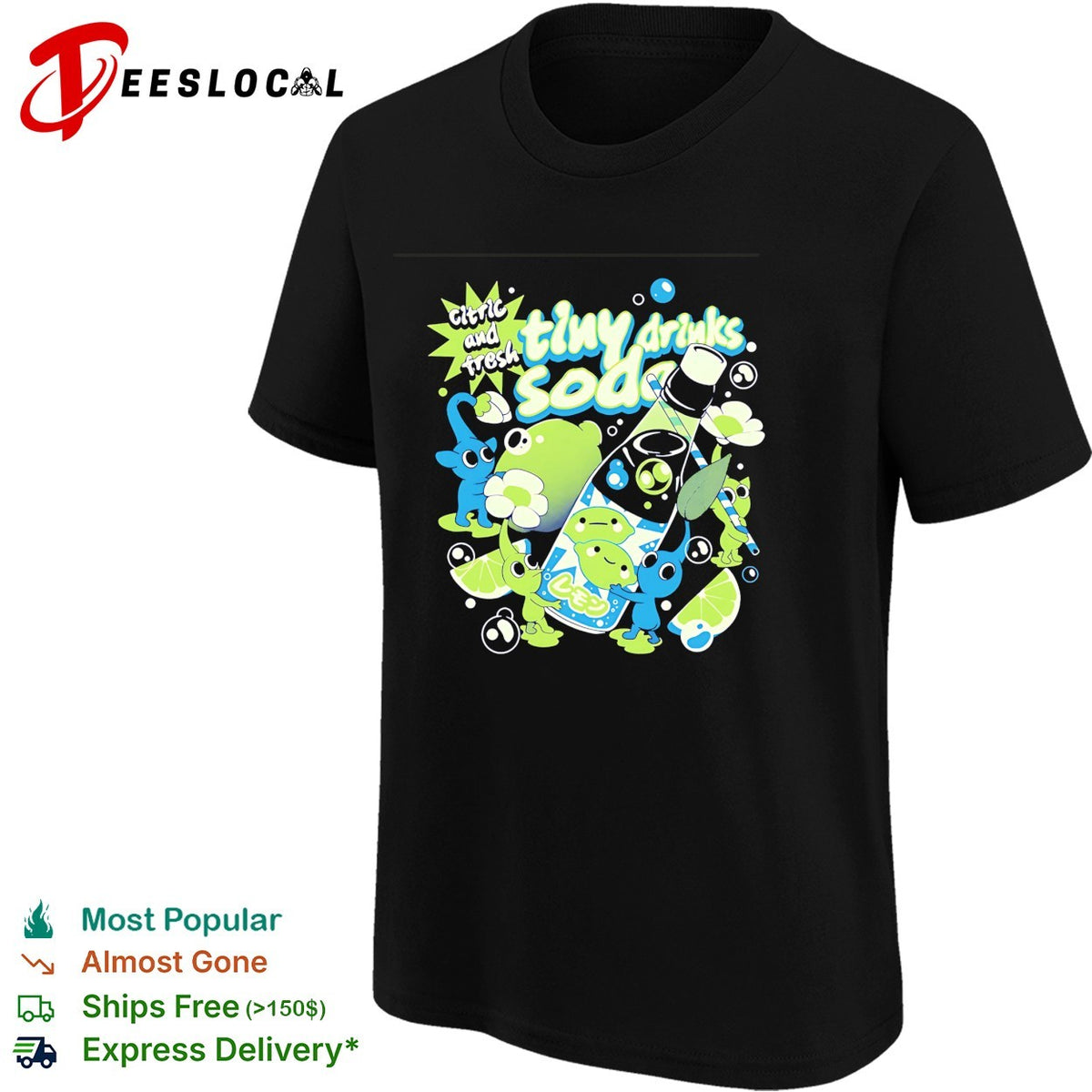 Citric tiny drinks soda frog cartoon cute kawaii shirt
