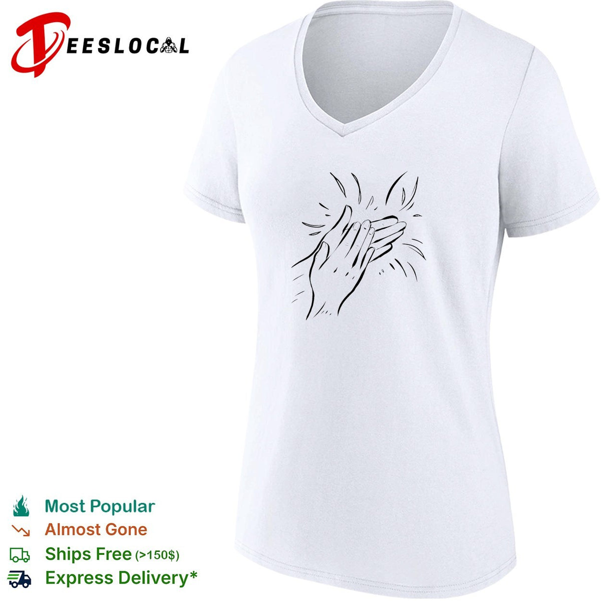 Clapping Hands Symbol Appreciative Gesture Illustration Minimalist Line Art shirt