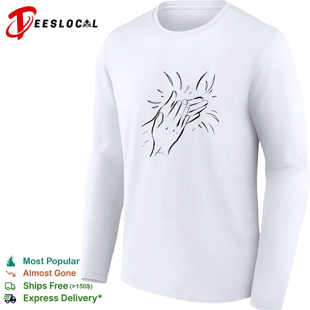 Clapping Hands Symbol Appreciative Gesture Illustration Minimalist Line Art shirt