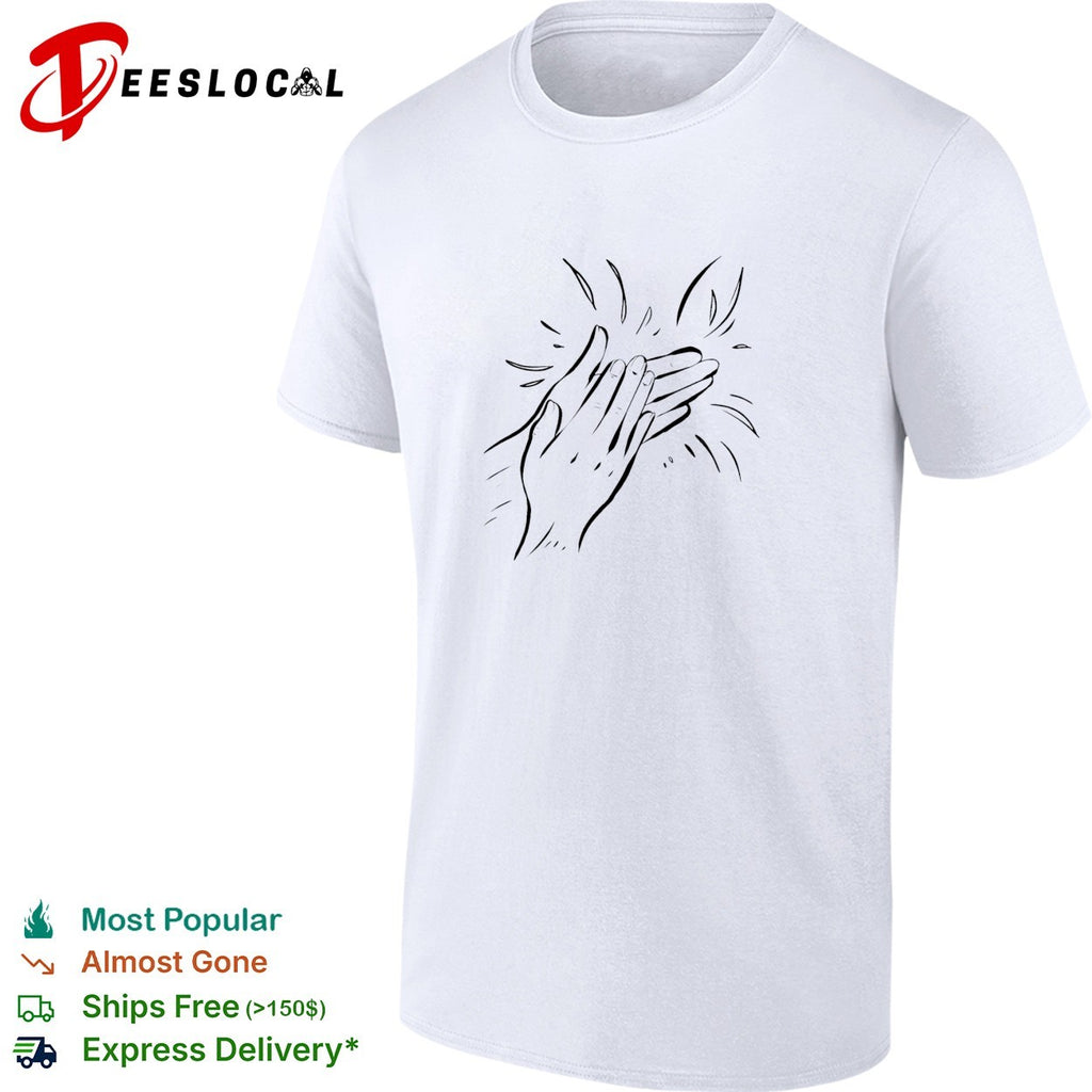 Clapping Hands Symbol Appreciative Gesture Illustration Minimalist Line Art shirt