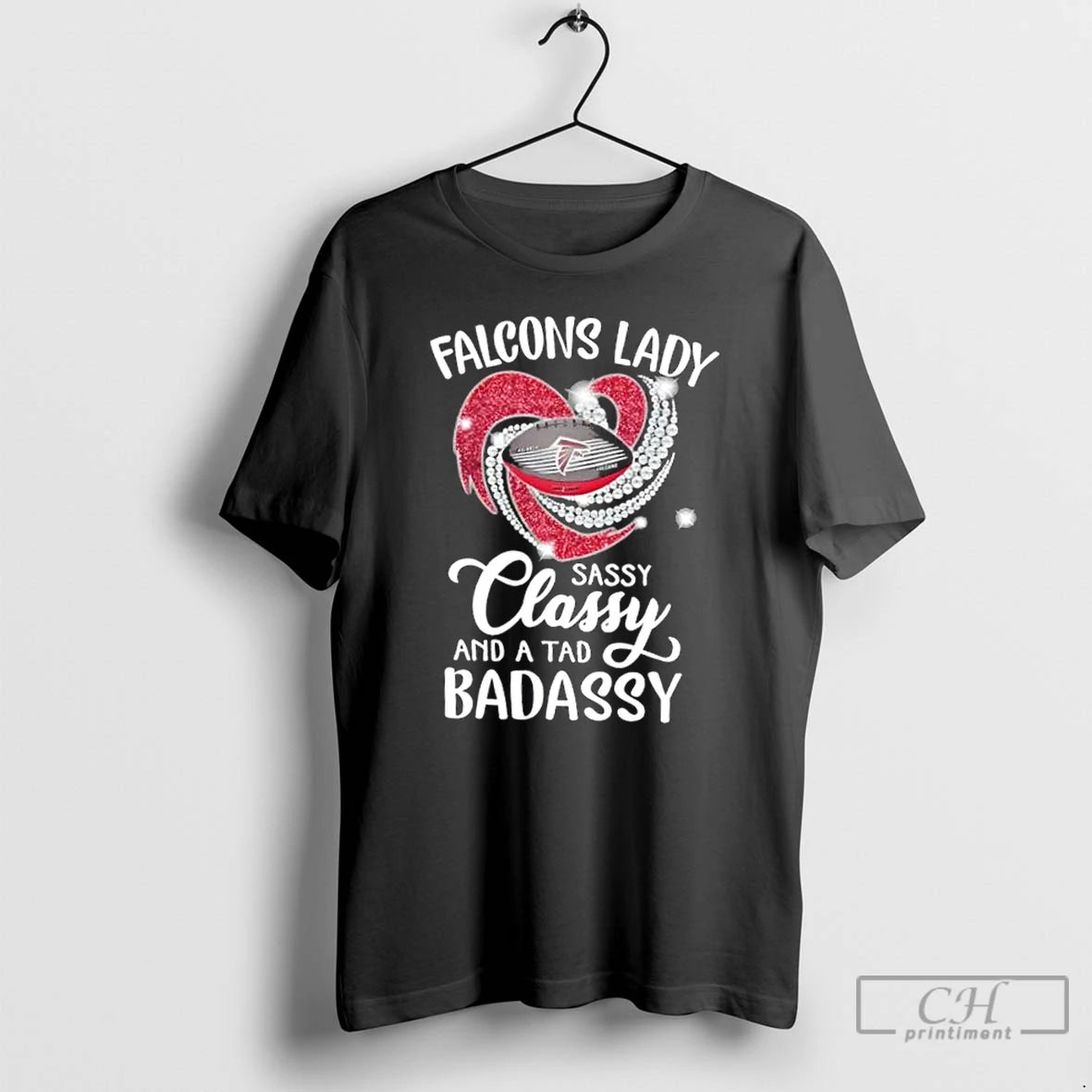 Classic Atlanta Falcons Lady Sassy Classy And A Tad Badassy Diamond Heart T Shirts Sweater