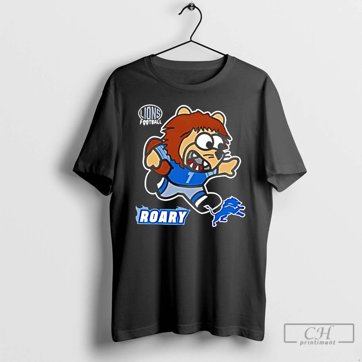 Classic Detroit Lions Football Roary Mascot Cartoon