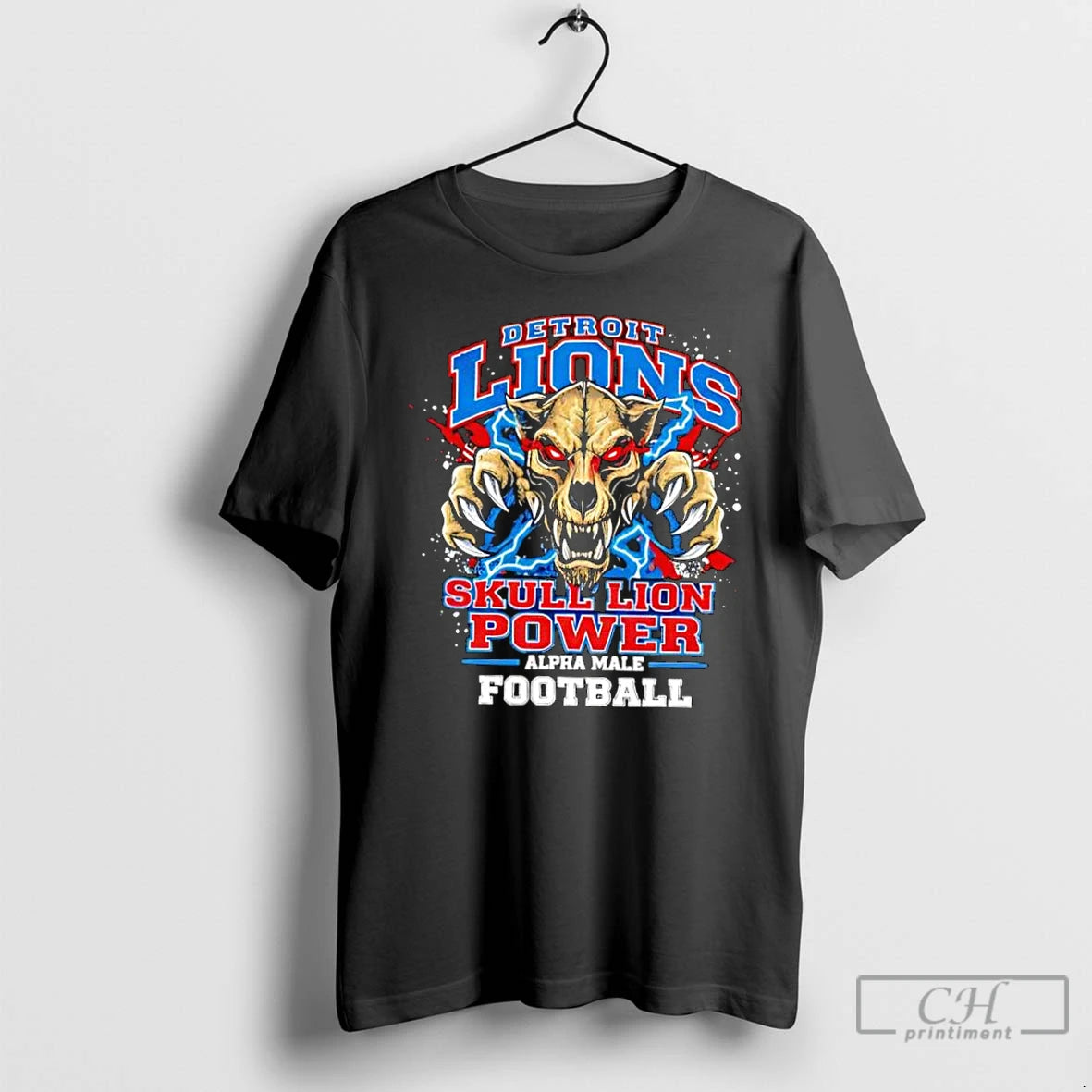Classic Detroit Lions Skull Lion Power Alpha Male Football