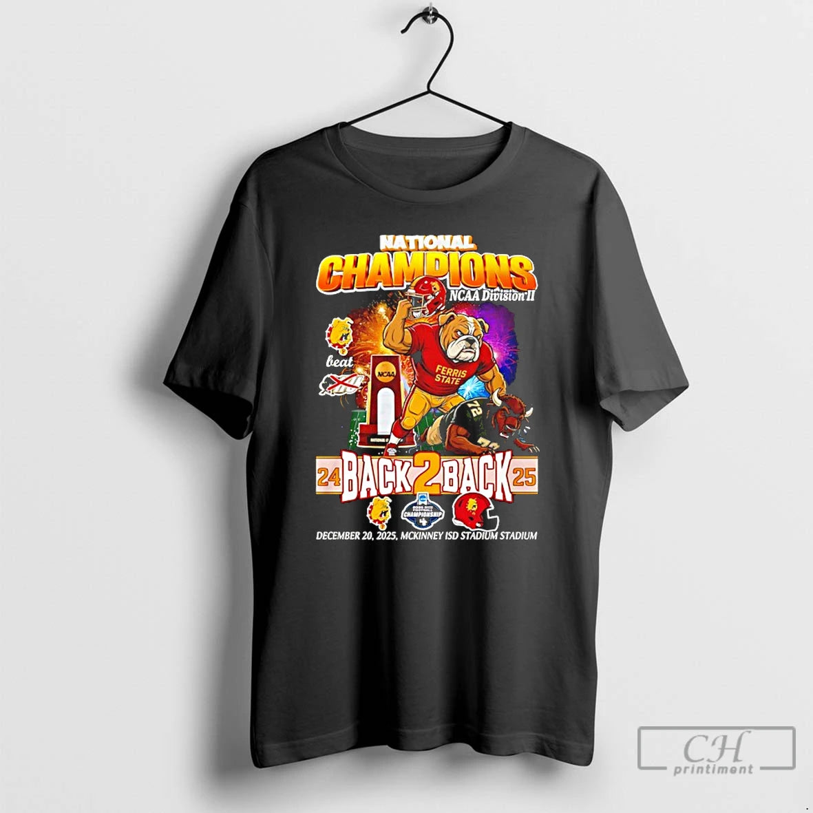 Classic Ferris State Bulldogs Back 2 Back 24 25 National Champions Mascot T Shirts Sweater