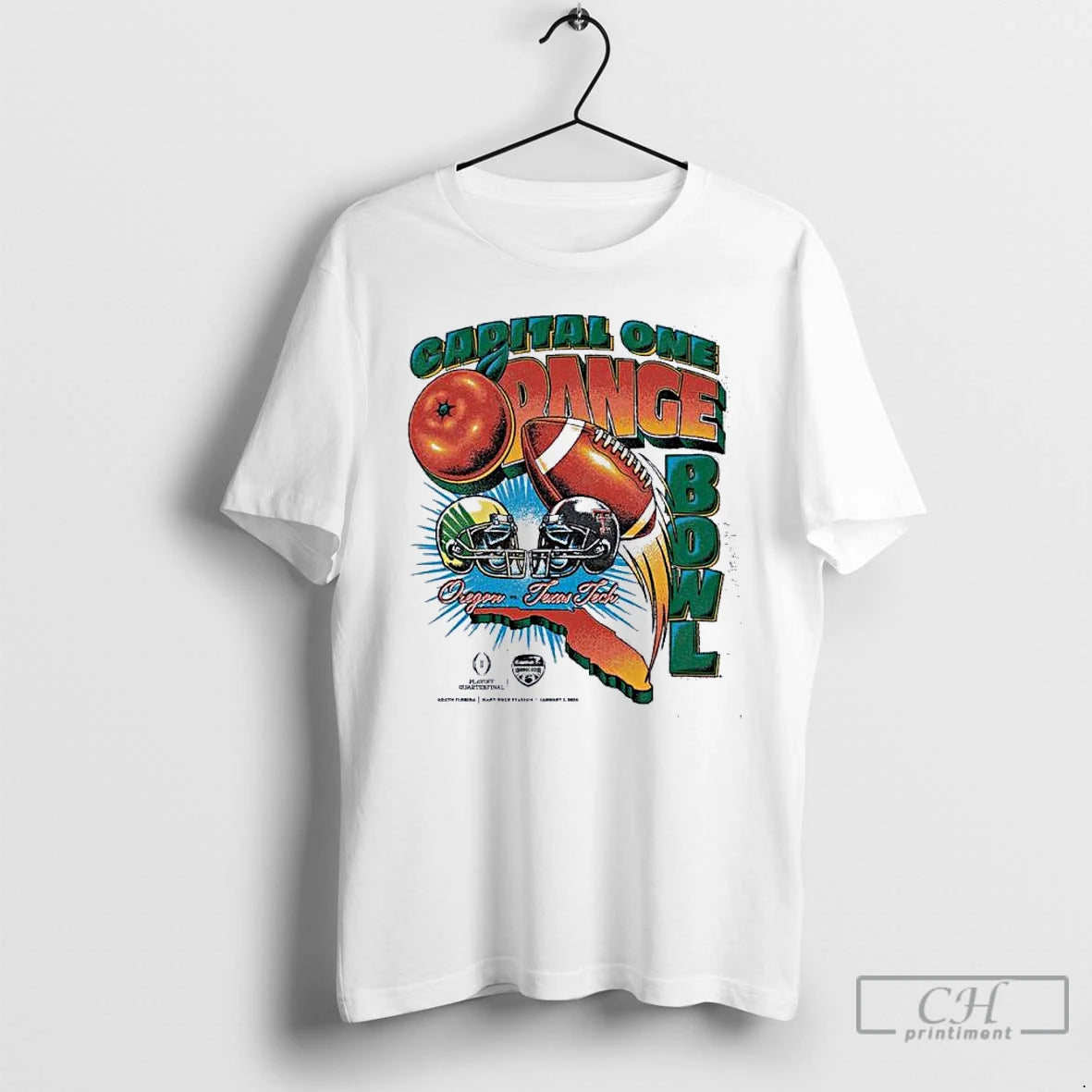 Classic Florida Map Capital One Orange Bowl 2026 Oregon Vs Texas Tech Vintage Matchup