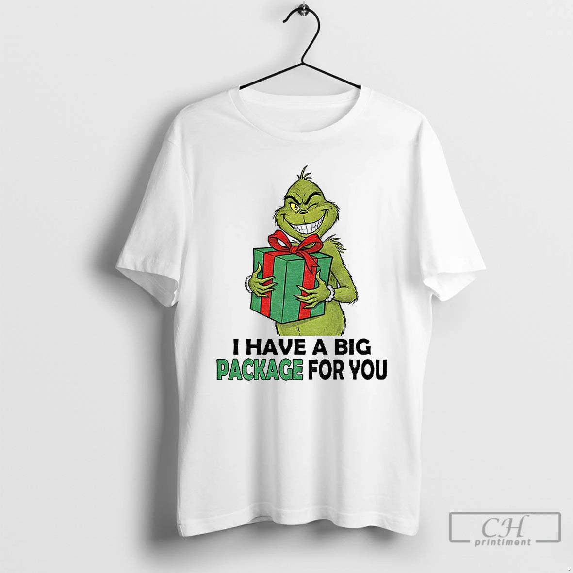 Classic Grinch Santa Holding Gift I Have A Big Package For You Christmas T Shirts