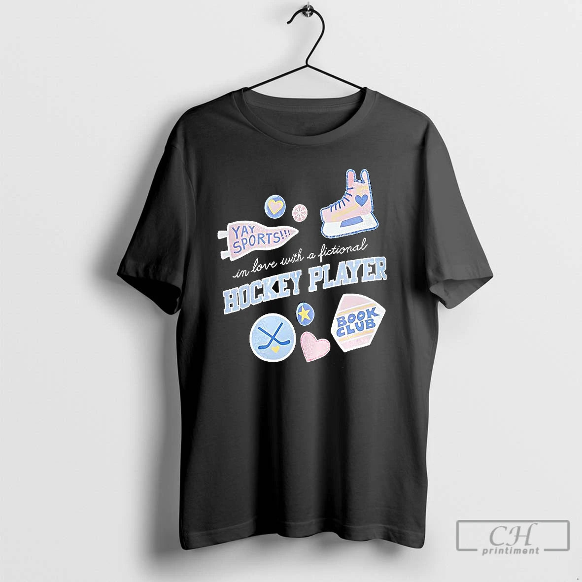 Classic In Love With A Fictional Hockey Player Book Club And Hockey Symbols T Shirts