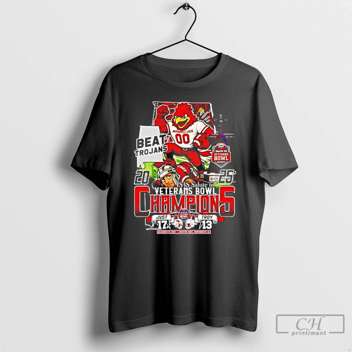 Classic Jacksonville State Gamecocks 2025 Veterans Bowl Champions Beat Trojans Mascot