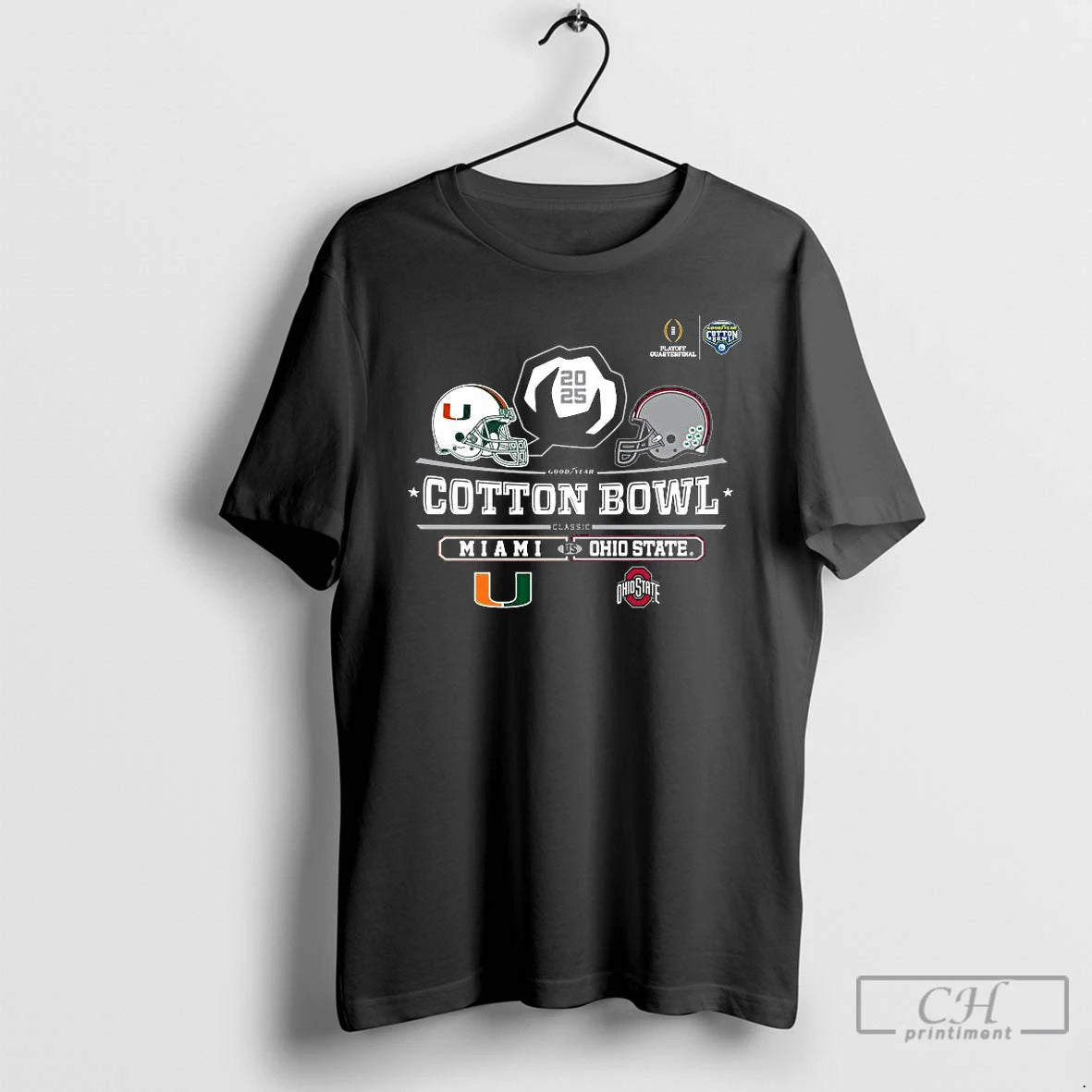 Classic Miami Vs Ohio State 2025 Cotton Bowl Helmet Logo December 31 T Shirts Sweater