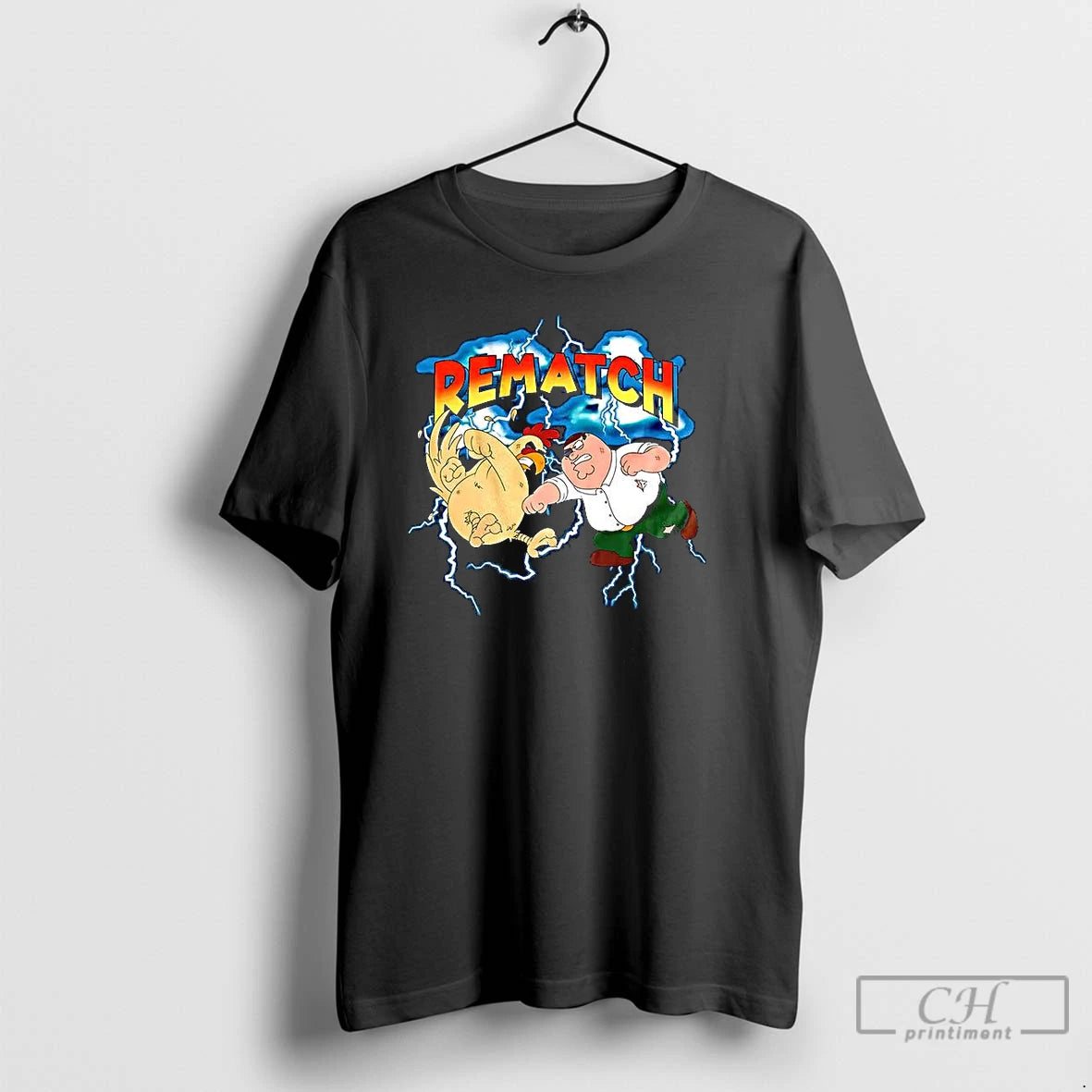 Classic Peter Griffin Vs Ernie The Giant Chicken Family Guy Fight Rematch Cartoon T Shirts