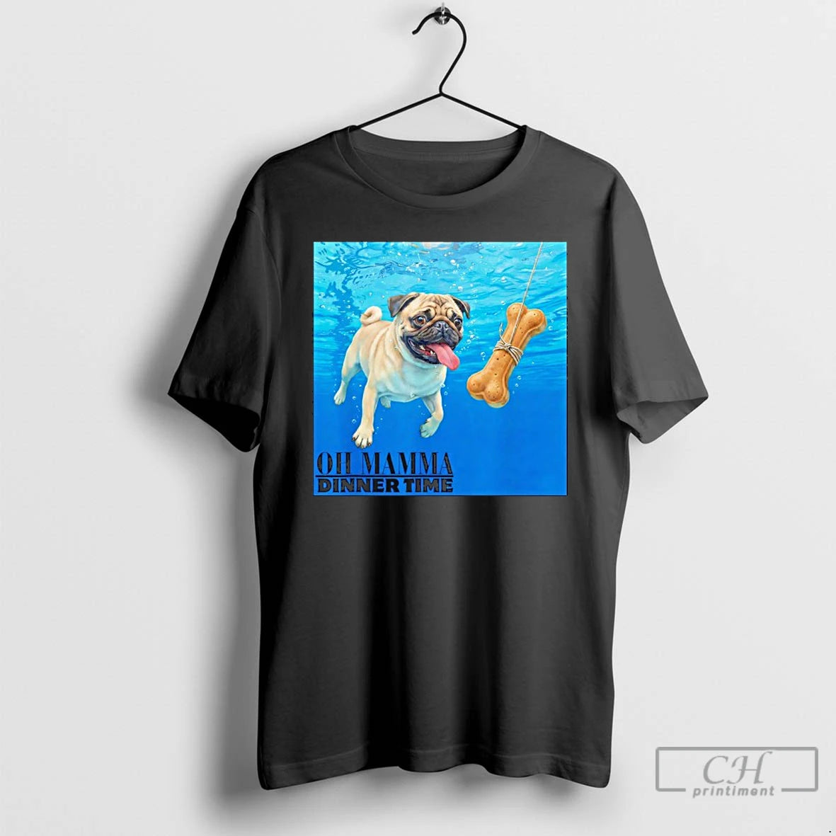 Classic Pug Swimming Underwater Oh Mamma Dinner Time