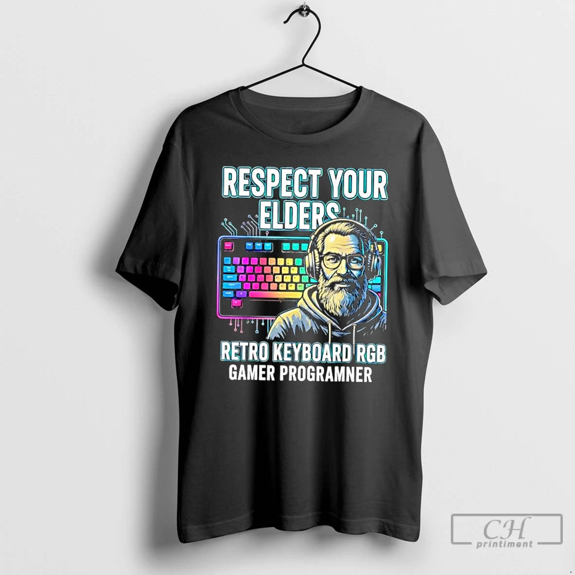 Classic Respect Your Elders Retro Keyboard Rgb Gamer Programmer