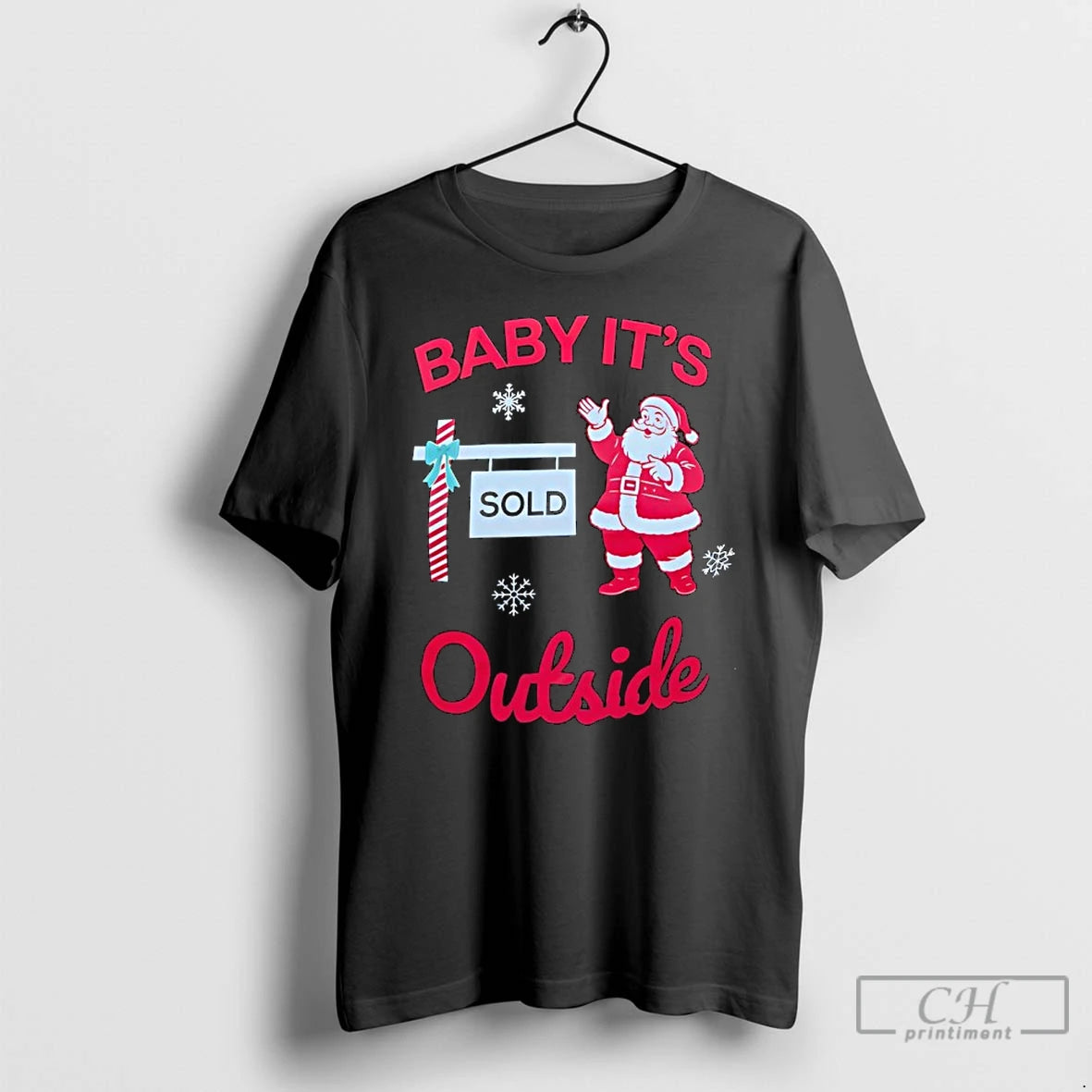 Classic Santa Claus Baby Its Outside Sold Sign Merry Christmas