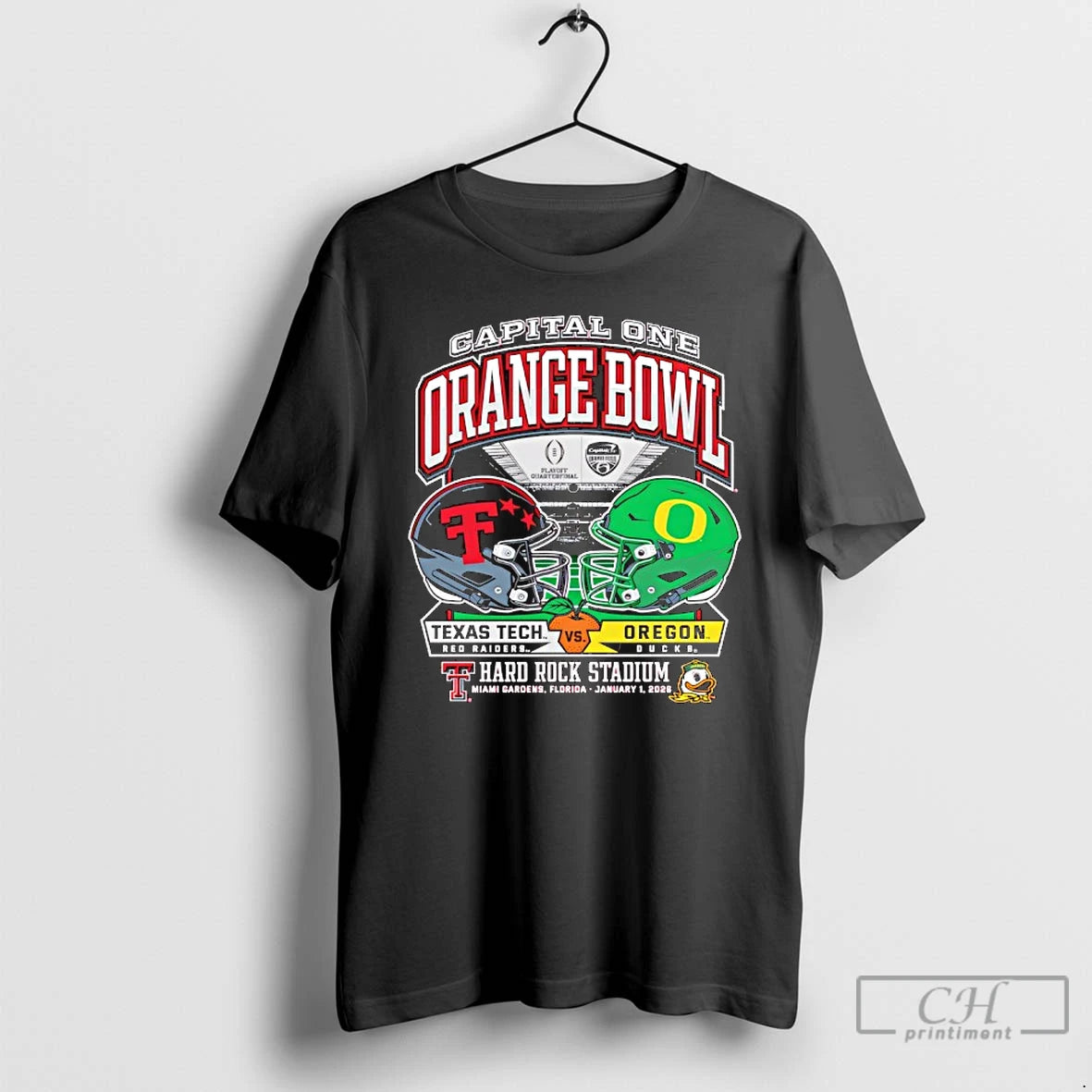 Classic Texas Tech 2025 Orange Bowl Dueling Helmets Vs Oregon