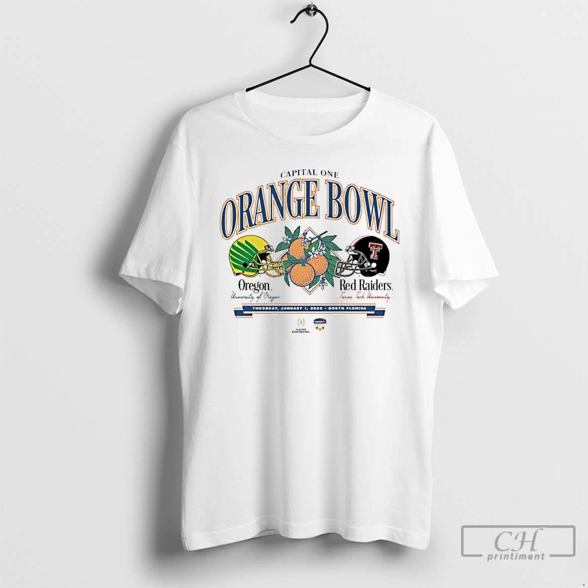Classic Texas Tech Vs Oregon 2026 Orange Bowl Helmet Head To Head T Shirts Sweater