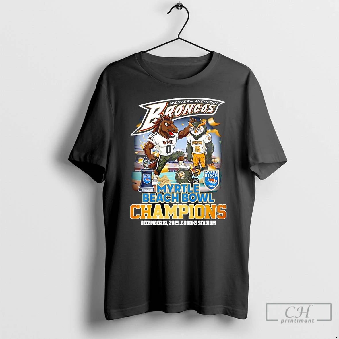Classic Western Michigan Broncos 2025 Myrtle Beach Bowl Champions Mascot