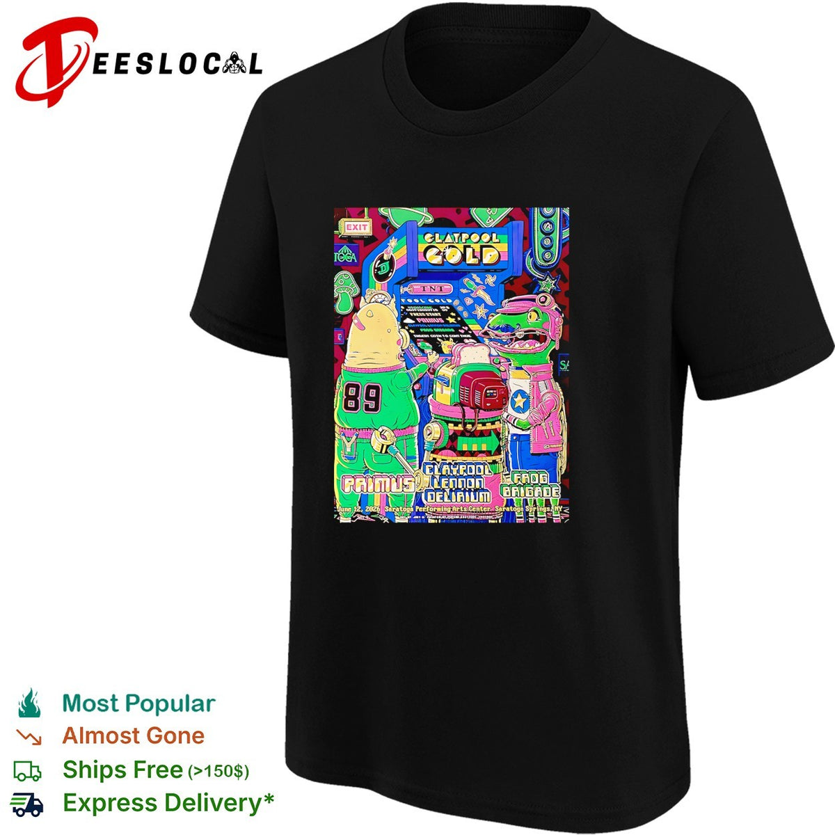 Claypool Gold Primus Claypool Lennon Delirium and Frog Brigade Saratoga Springs New York 2026 shirt