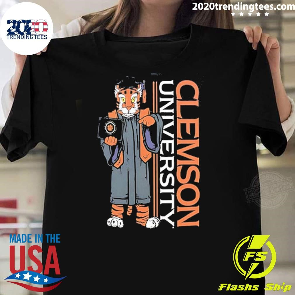 Clemson Tigers Mascot Grad Achievement Unlocked 2 Sided Shirt