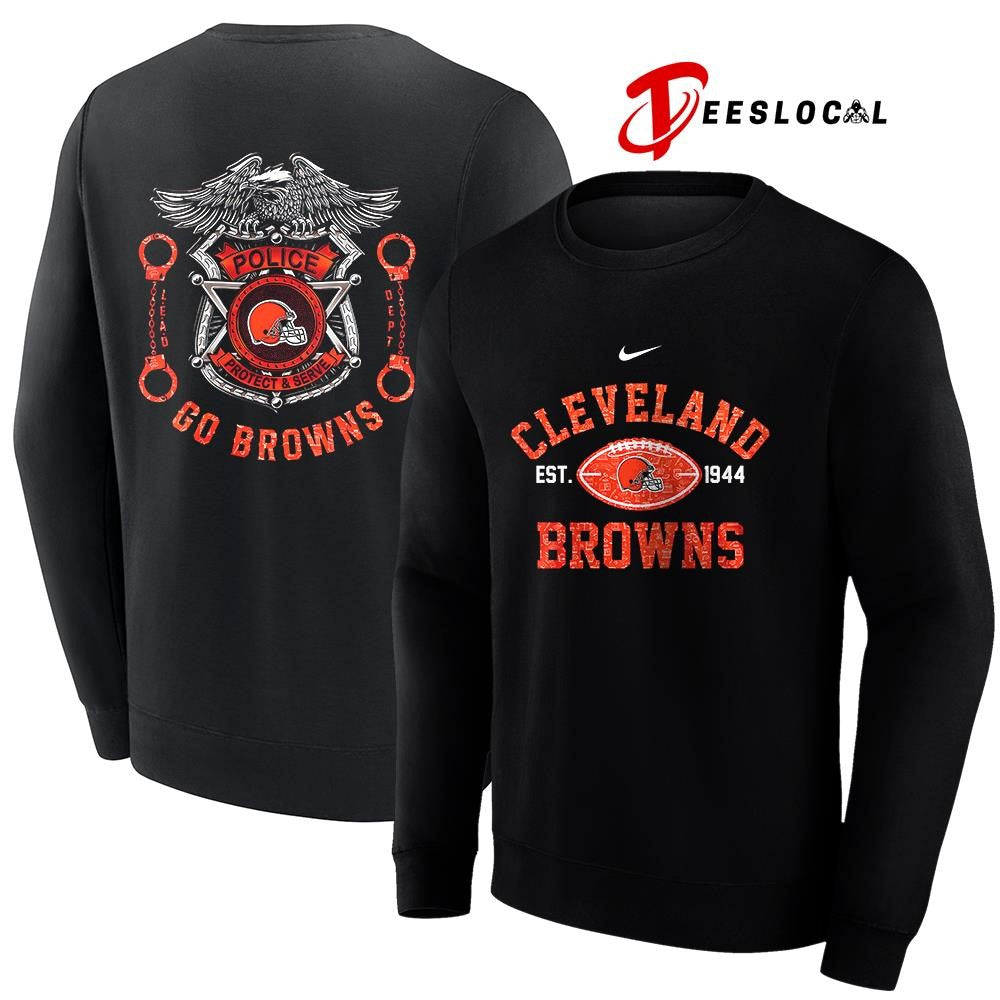 Cleveland Browns law enforcement tribute protect and serve logo shirt