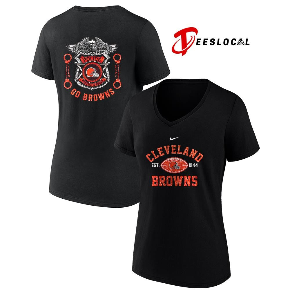 Cleveland Browns law enforcement tribute protect and serve logo shirt