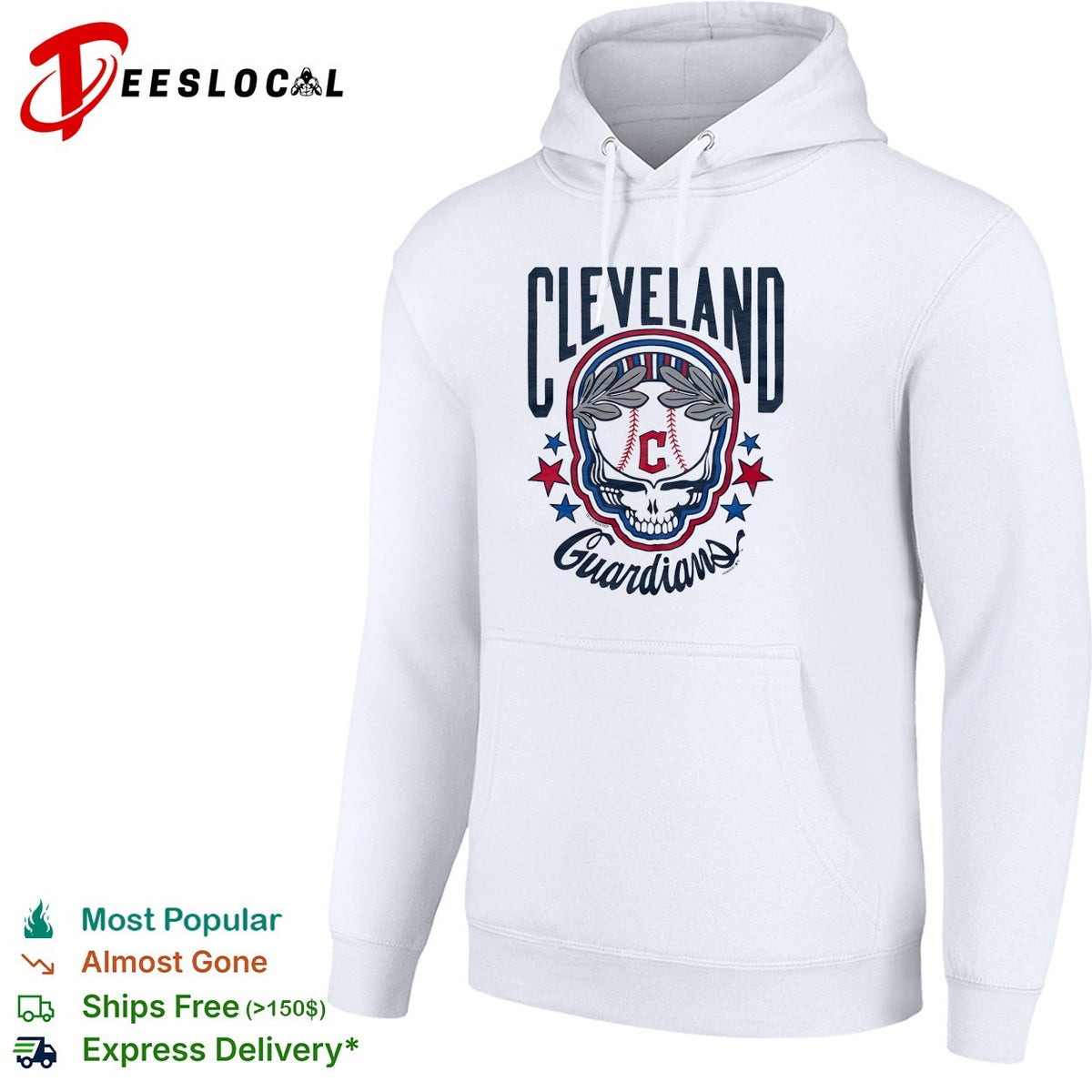 Cleveland Guardians x Grateful Dead skull MLB graphic shirt