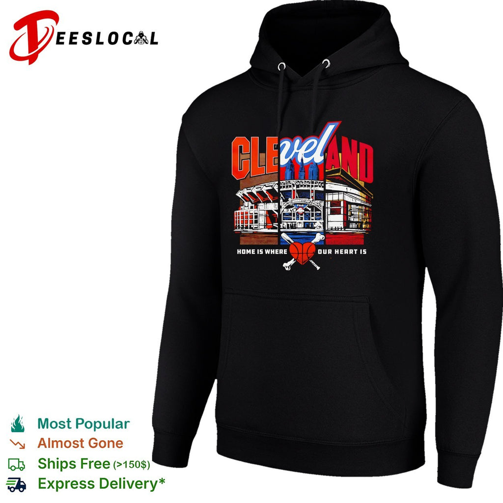 Cleveland baseball home is where our heart is stadium illustration shirt