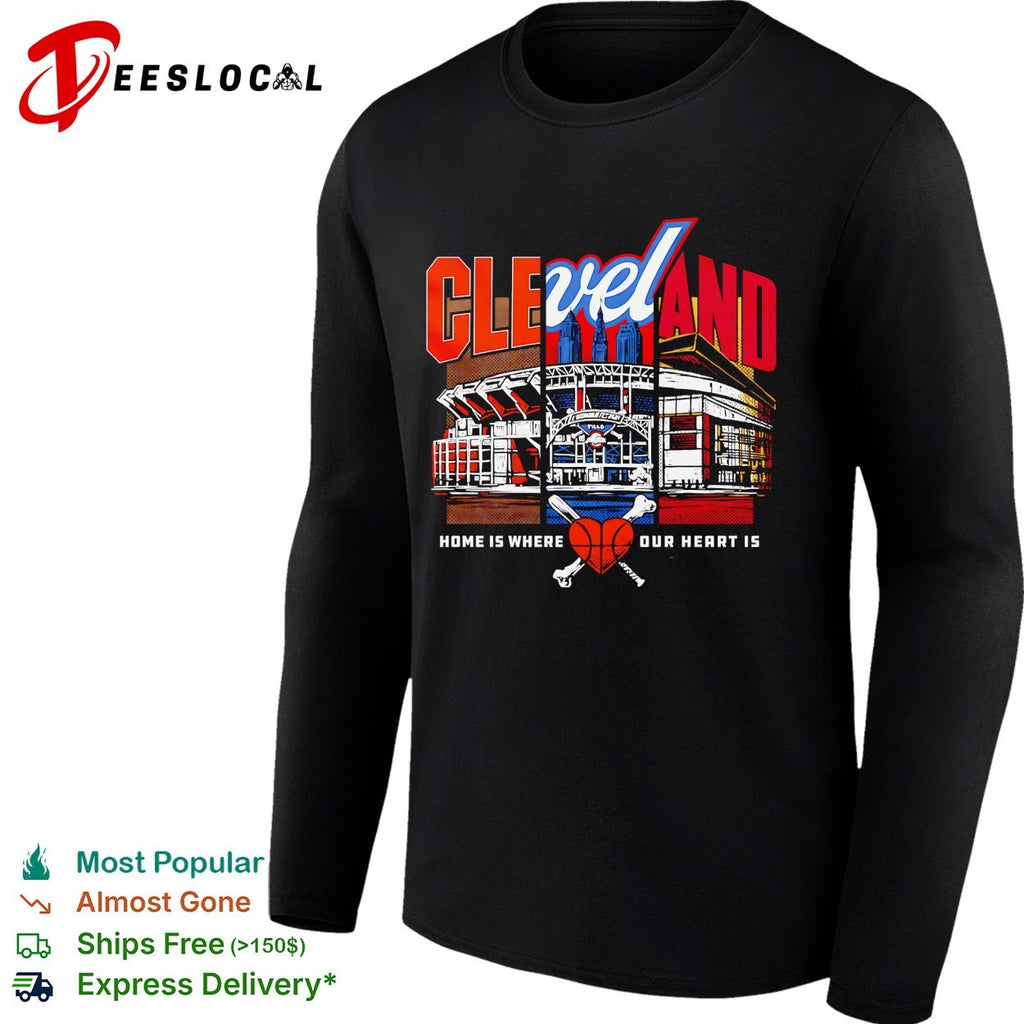 Cleveland baseball home is where our heart is stadium illustration shirt