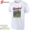 Cleveland baseball stadium skyline retro travel poster art shirt