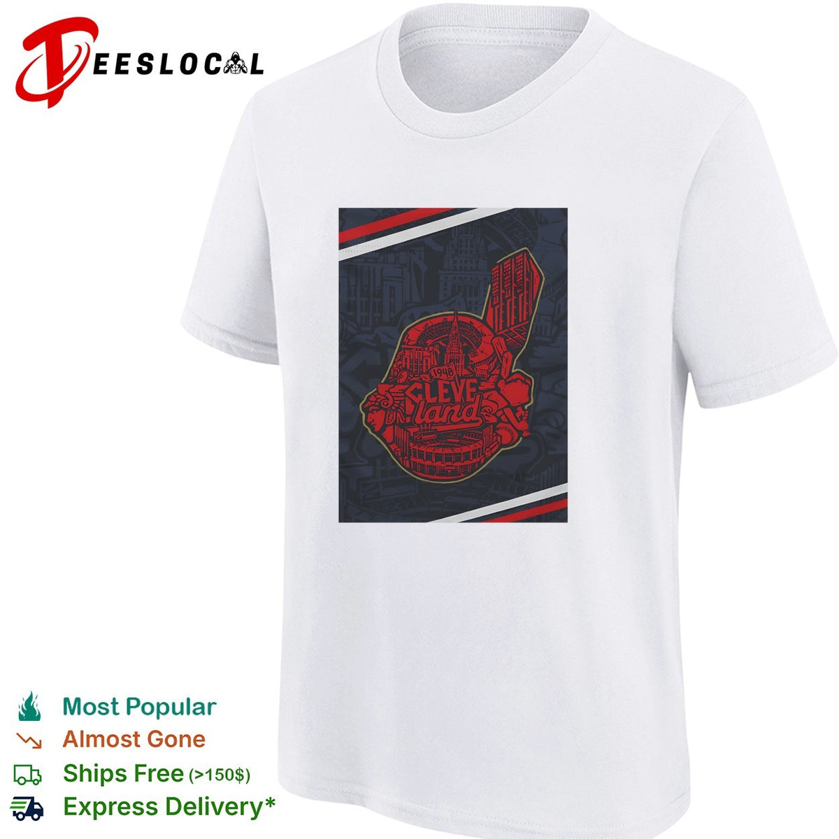 Cleveland baseball team city mosaic logo art shirt