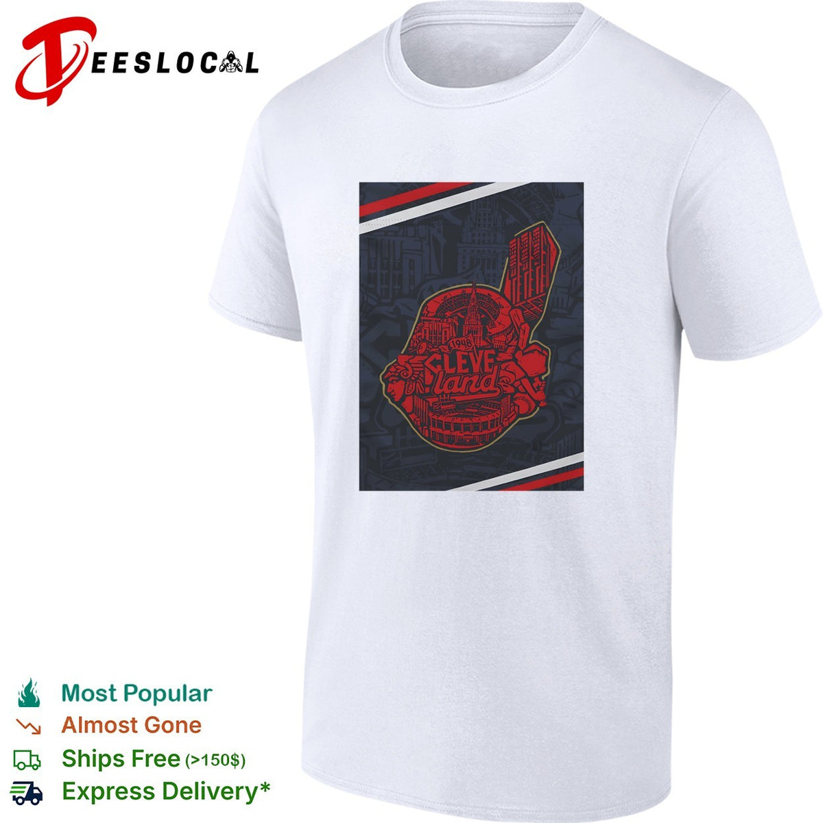 Cleveland baseball team city mosaic logo art shirt