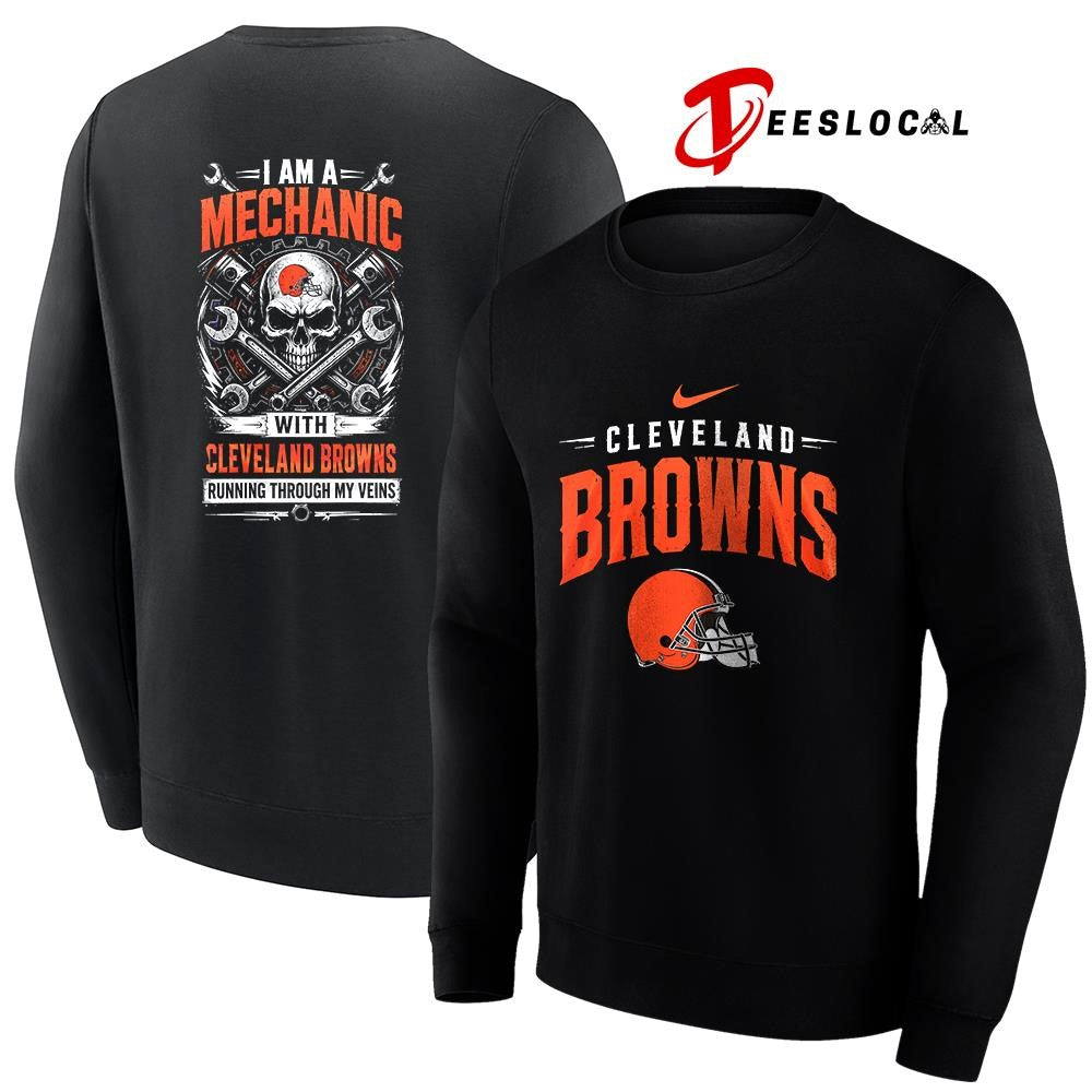 ClevelandBrownsIamamechanicrunningthroughmyveinsskeletonshirt