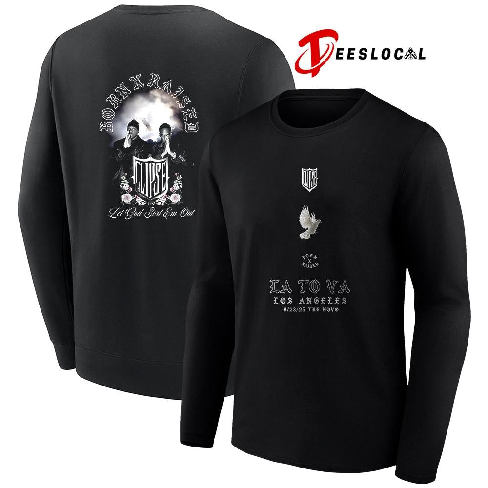 Clipse x Born X Raised Los Angeles to Virginia let God sort em out graphic shirt