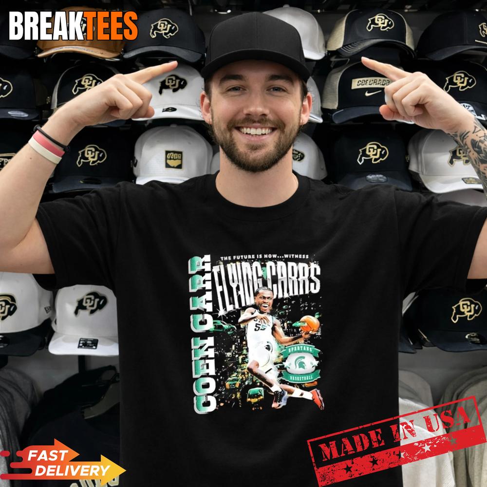 Coen Carr Michigan State Spartans Flying Basketball Graphic Shirt