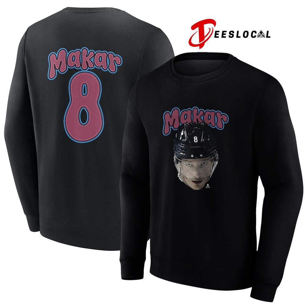 Colorado Avalanche Cale Makar portrait name and number shirt