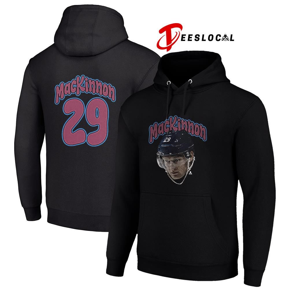 Colorado Avalanche Nathan MacKinnon portrait name and number shirt